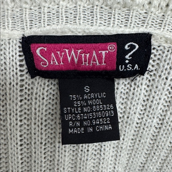 Women's Say What size Small Cream Ruffle Open Cardigan Sweater - Picture 6 of 6